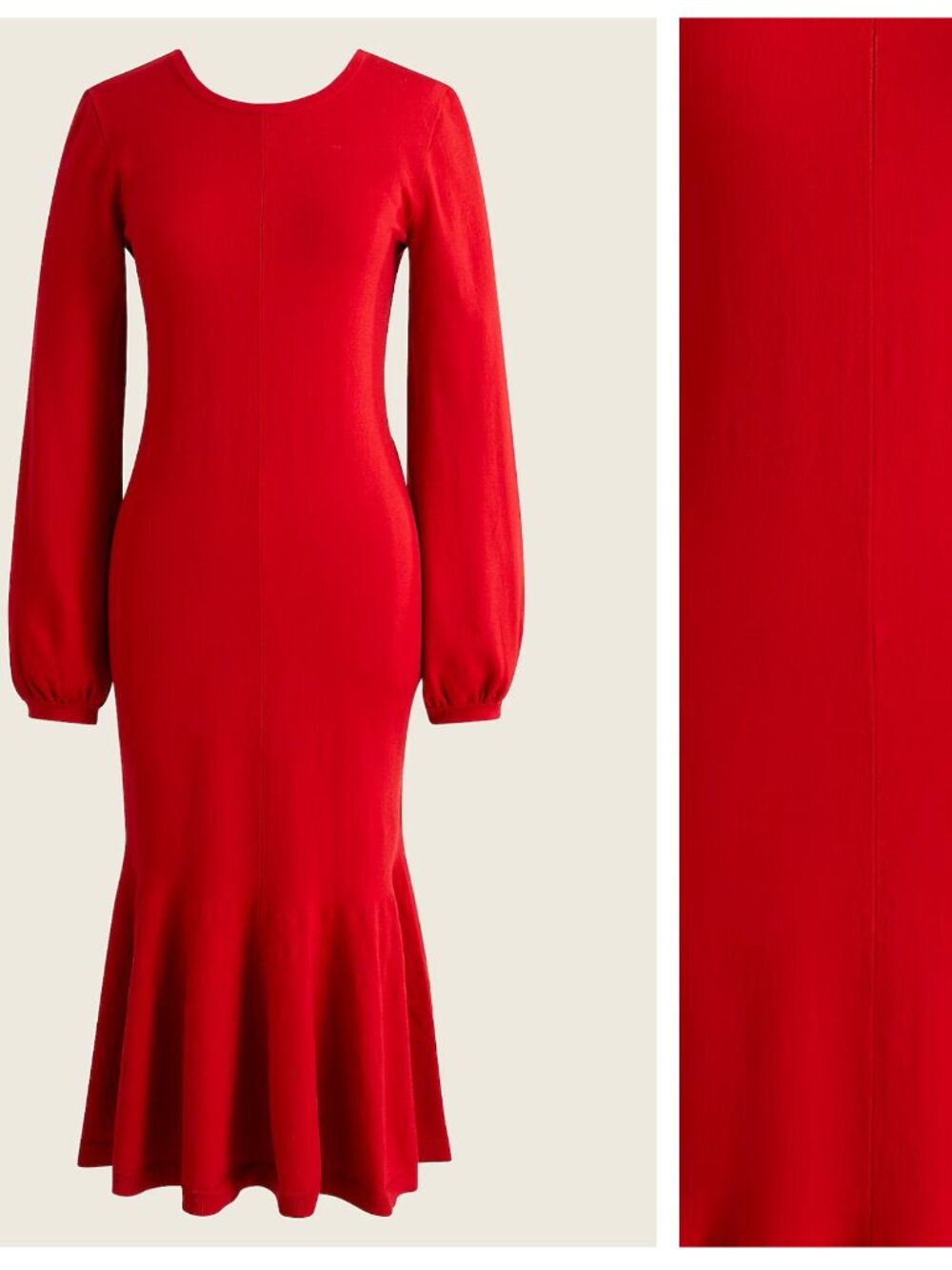 NWT J. Crew Red Ballon Long-Sleeve Mermaid Twist-Back Knit Dress